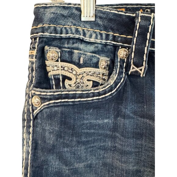 Rock Revival Arisa Crop Womens Denim Jeans Size 28 Distressed Blue Embellished S - Picture 7 of 9